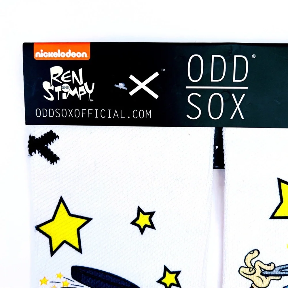 Odd Sox Ren and Stimpy Crew Socks Mens Nickelodeon 90s Retro Cartoon Fun Gift